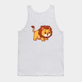 Cute Lion Playing Cartoon Vector Icon Illustration Tank Top